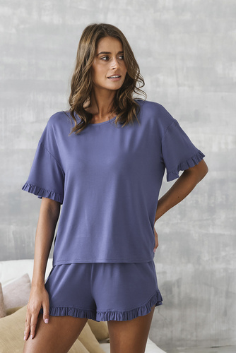 Štýl Dámske pyžamo s krátkym rukávom, šortky Italian Fashion - modré