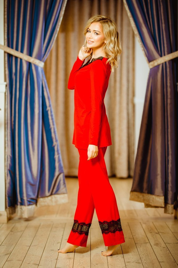 Kapas Dámsky pyžamový komplet Kalimo - červený