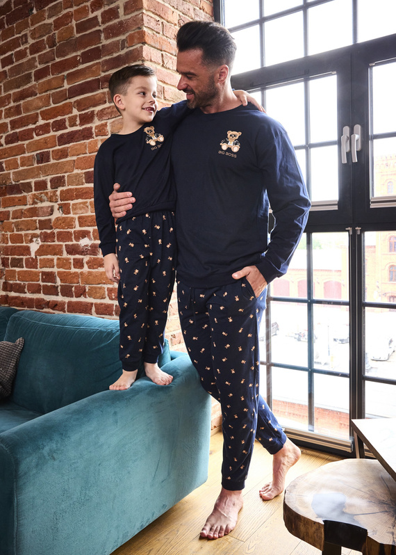 593/179 966/179 Big Boss Cornette - chlapčenské tmavomodré pyžamo, 100% bavlna