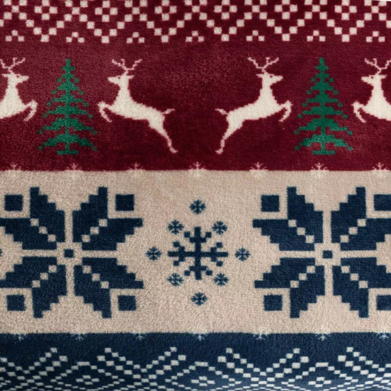 Eurofirany Vianočná deka tmavomodrá červená so škandinávskym vzorom - mäkký prehoz z mikrovlákna, 240 g/m²