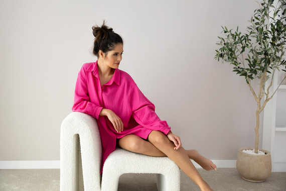 Nočná košeľa s rozopnutými gombíkmi od Sensis - amarant