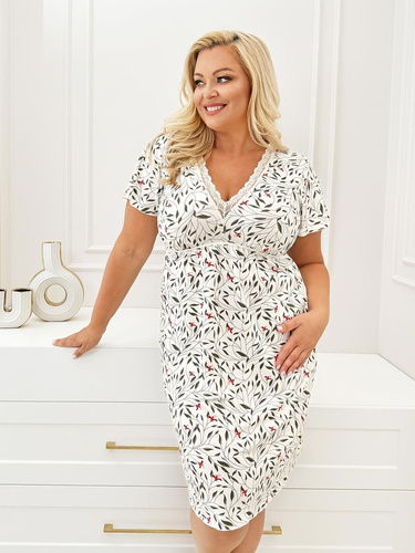 Dámska nočná košeľa Melisa Donna – viskóza, výstrih do V s čipkou