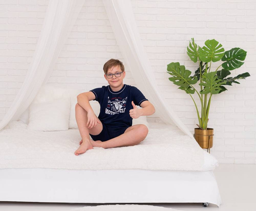 Chlapčenské pyžamo Gibson s krátkym rukávom, nohavice Italian Fashion - tmavomodré