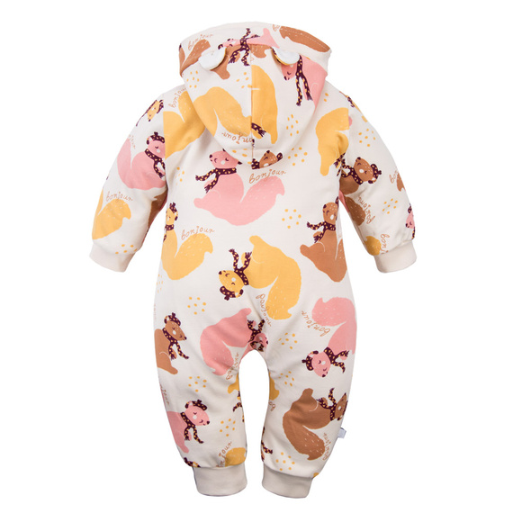 Detská tepláková súprava Fluffy Tails Eevi - ecru, s kapucňou a jesennou potlačou