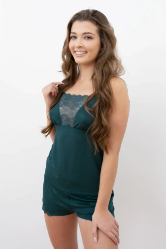 Intrigue Dámske pyžamo s úzkymi pásikmi, krátke šortky Italian Fashion- zelona