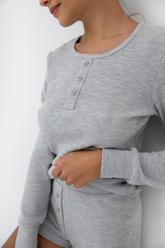 Brittany Dámske pyžamo Sensis sivé - dlhý rukáv a šortky