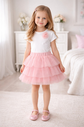 Dievčenská blúzka Bambarillo krémová elegantná pohodlná na každý deň pink