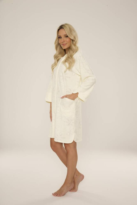 409 Žakárový krátky dámsky župan De Lafense - ecru