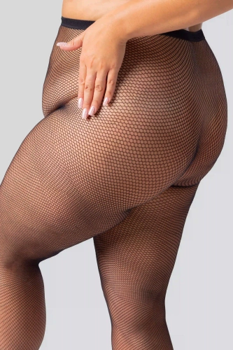 Rete Cabaret pančuchy Queen Size - čierne, malé sieťoviny, elegantné a pohodlné