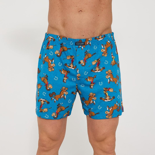 Pánske boxerky Cornette Classic 011/191 Horses – voľné bavlnené boxerky s gombíkom