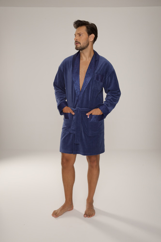 866 Noble Pánsky velúrový župan De Lafense - krátky, elegantný, bavlna - denim