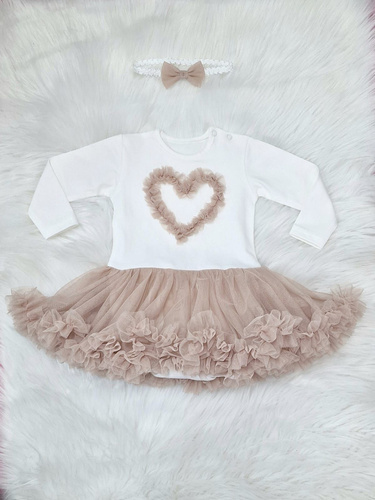 Mia body s dlhým rukávom Bambarillo - ecru a béžová, bavlna s tylom