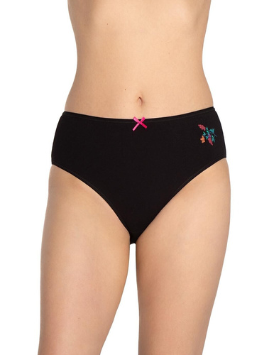 Dámske nohavičky L-120BI-94 Lama čierno-červeno-bavlnené, 3-pack, pohodlné a klasické