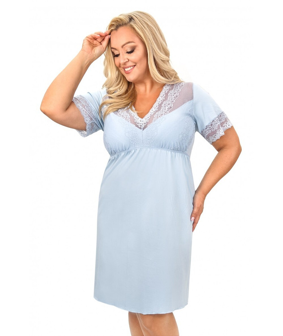 Dámska nočná košieľka Linda Donna z viskózy s čipkou | výstrih V