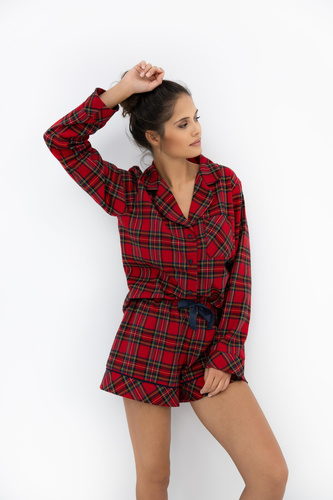 Dámske pyžamo Cynthia Sensis - flanelové, krátke, kockované