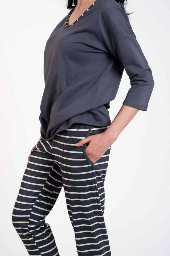 Betty Dámske pyžamo 3/4 rukáv, dlhé nohavice Italian Fashion - grafitová/grafitová potlač