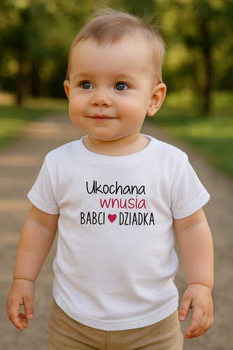 detské tričko Moocha "Milovaná vnučka babičky a dedka" - biele, krátky rukáv