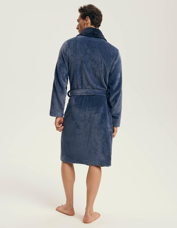 Pánsky župan Henderson 43375 Nantes navy - šálový golier, rebrovaná štruktúra, elegantný dizajn