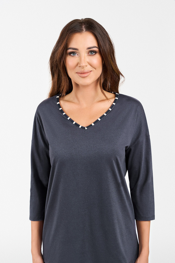 Betty Dámske pyžamo 3/4 rukáv, dlhé nohavice Italian Fashion - grafitová/grafitová potlač