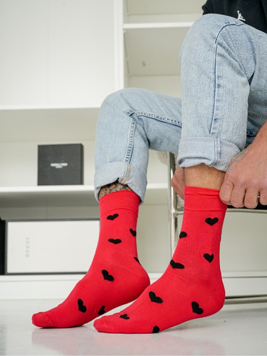 Pánske ponožky Milena 0125-135 Srdcia - bavlnené, valentínske, ideálne ako darček