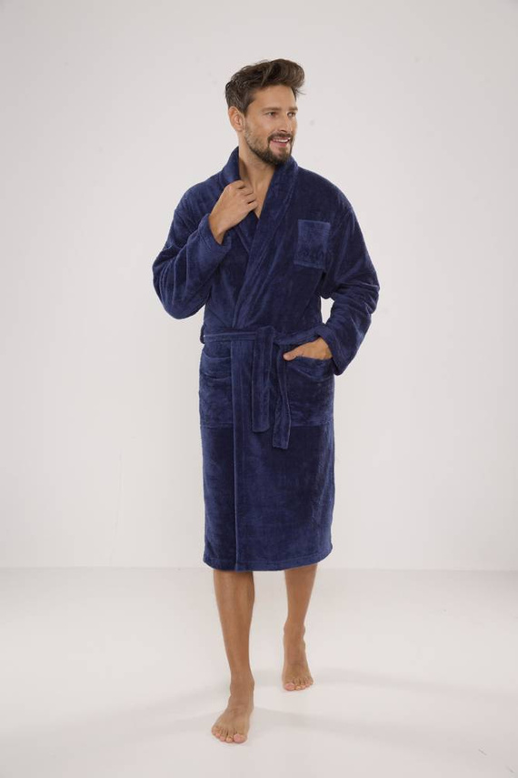 811 De Lafense pánsky plyšový župan - denim