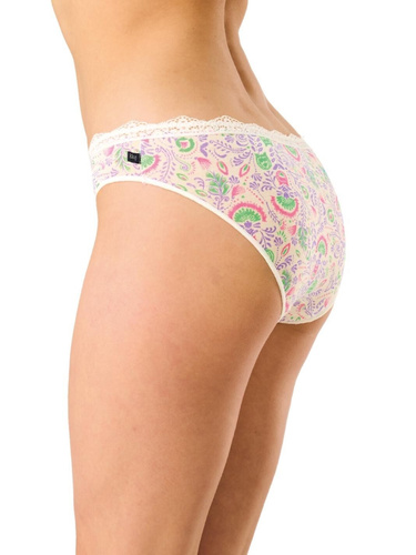 LPR 460 Key bielo-ružové bikiny - Vzorovaná viskóza, mini bikiny, elastická čipka, 2 kusy