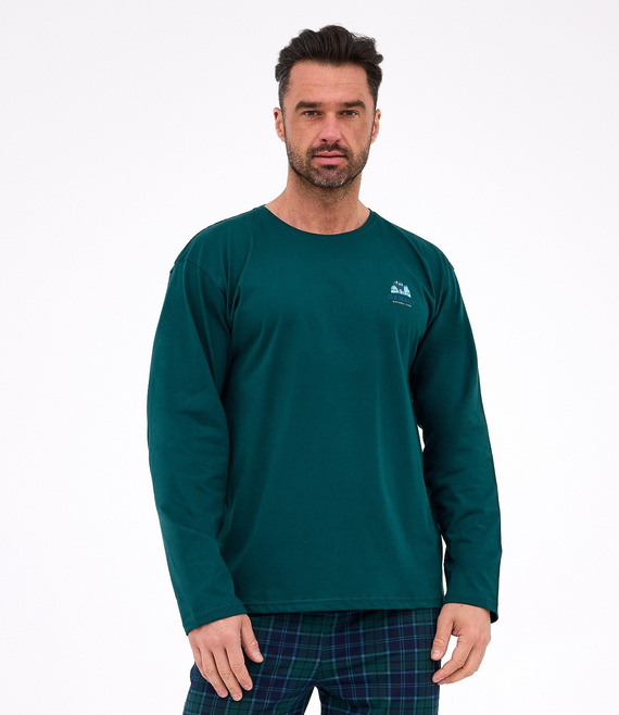 Pánske pyžamo 124/307 Denali 3 Cornette green - bavlna, dlhý rukáv