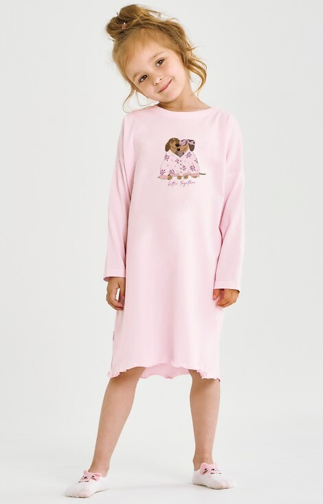 3509 Jasmina Taro ružová - dievčenská bavlnená nočná košeľa s potlačou