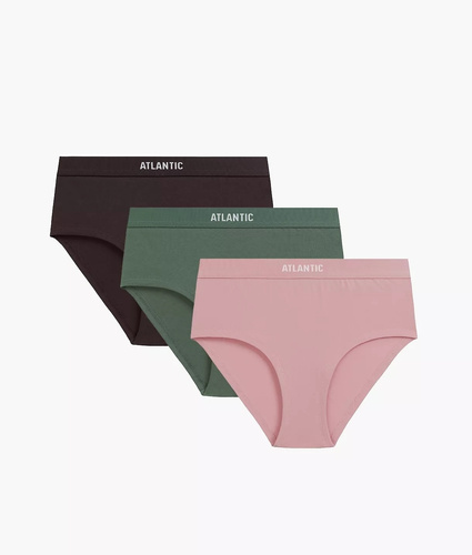 Atlantic 3CLP-009/Z26 Maxi Sport dámske nohavičky 3-pak 95 % bavlna ružovo-hnedé