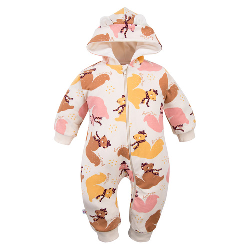 Detská tepláková súprava Fluffy Tails Eevi - ecru, s kapucňou a jesennou potlačou