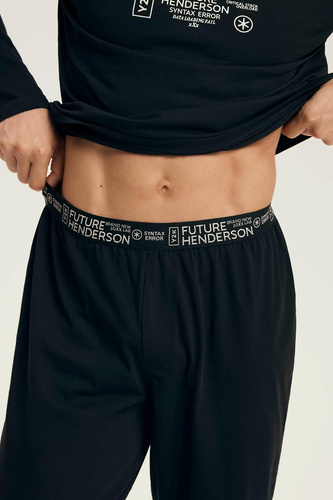 Henderson Core 43469 Loger pánske pyžamo čierne - bavlna, dlhý rukáv, elegantné balenie