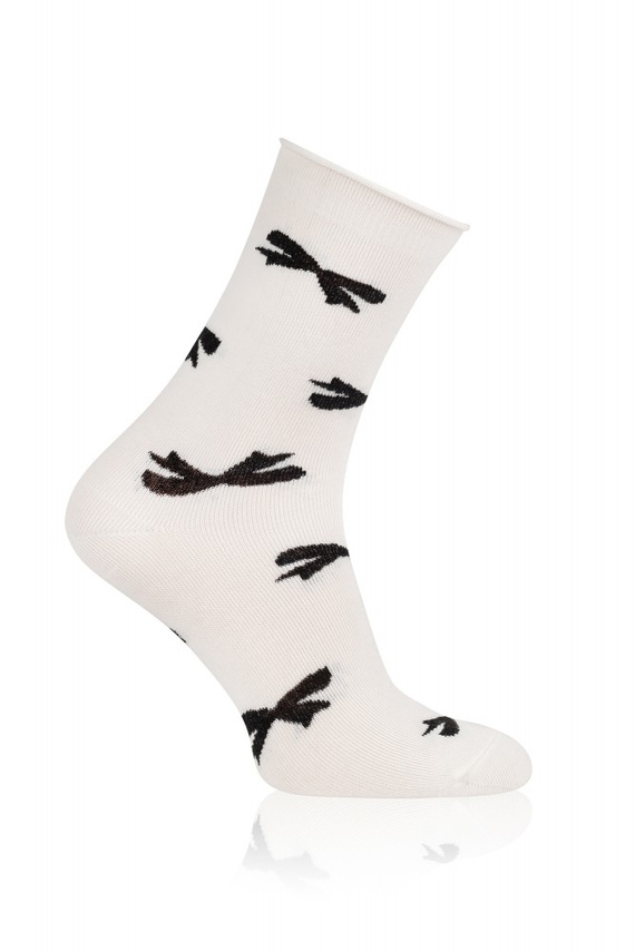 S183D Figaro Dámske dlhé netlačené ponožky Talianska móda - mašle