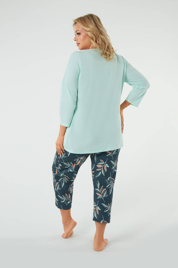 Julietta Dámske pyžamo 3/4 rukávy, 7/8 nohavice Talianska móda - pistáciová/potlač