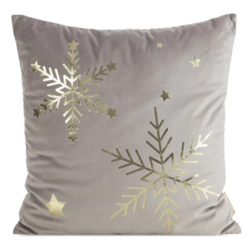 Chp 237 Vianočná velúrová obliečka na vankúš Eurofirany béžová - mäkká, elegantná dekorácia