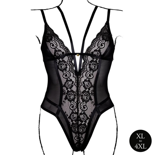 Body AMR006 Amour Le Désir čipkované body plus size XL-4XL čierne