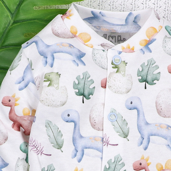 ABN-5570 Dino Explorer Baby Kaftan by Nini - organická bavlna, zapínanie na patentky