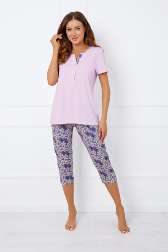 Carbonia Dámske pyžamo s krátkym rukávom, 3/4 nohavice Italian Fashion - ružová/potlač