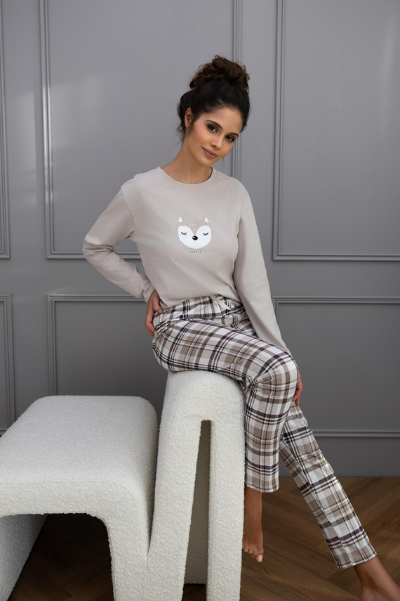 Dámske pyžamo Tinsley Sensis - bavlnené, dlhé, kockované