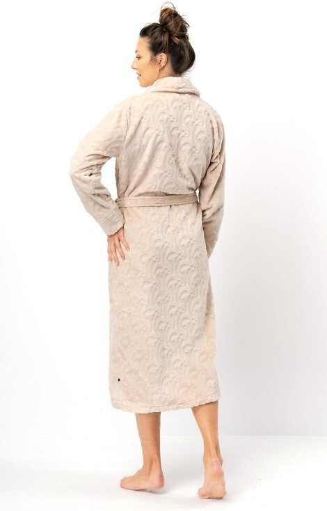 LG: dámsky župan Kľúč - béžový, mäkký, šálový golier