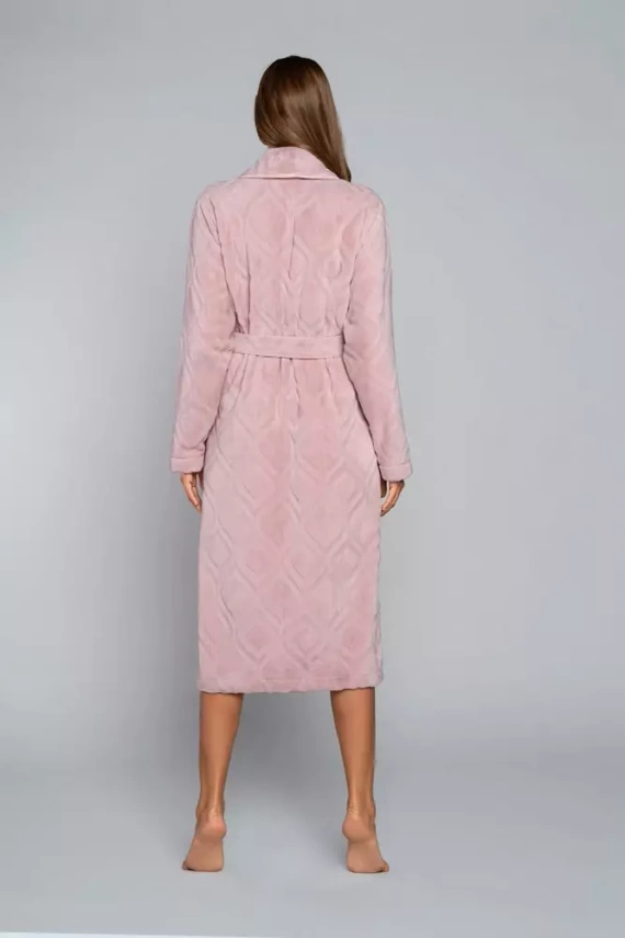 Morena Dámsky flísový župan Italian Fashion - púdrovo ružový
