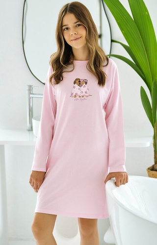 3505 Jasmina Taro pink - Dievčenské tričko s potlačou z bavlny