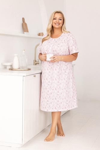 Dámska nočná košeľa 018 Regina pink- 100% bavlna Premium, gombíky, krčok, pohodlný spánok každú noc