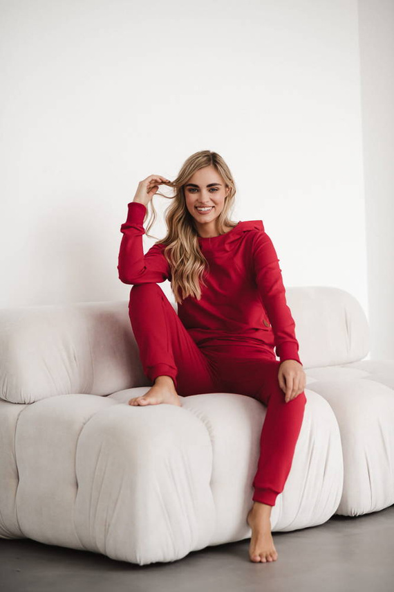 Spodnie dresowe ciążowe Milk&Love karminowa czerwień