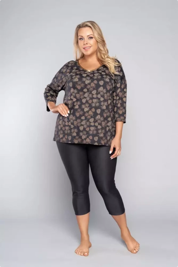 Pinnia Dámske pyžamo s 3/4 rukávmi, 3/4 nohavice Italian Fashion - potlač/grafit