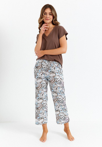 485 Cana dámske pyžamo čokoládové - bavlnené, dvojdielne, elegantné