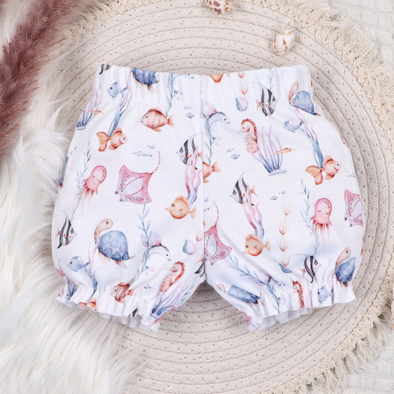 ABN-5489 Detské šortky z organickej bavlny Underwater World Nine, pre dievčatá