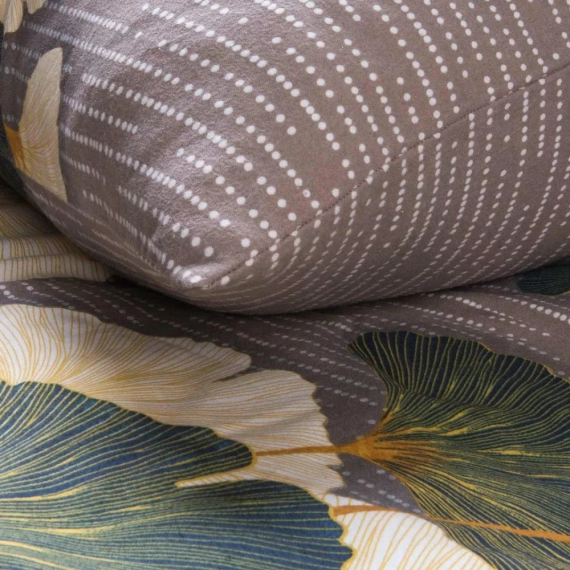 31510/2 Flanelové posteľné prádlo Darymex béžovo zelené listy ginka - sada, 100% bavlna, hrejivé a mäkké