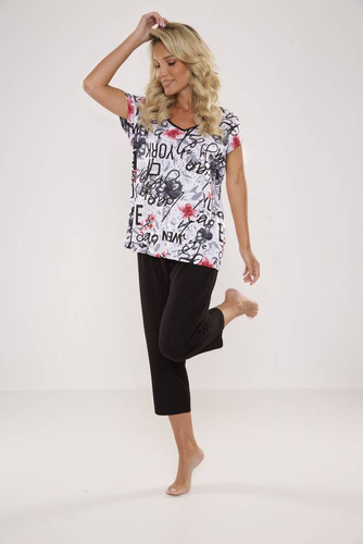 676 Dámske pyžamo s podrážkou Forex - biele