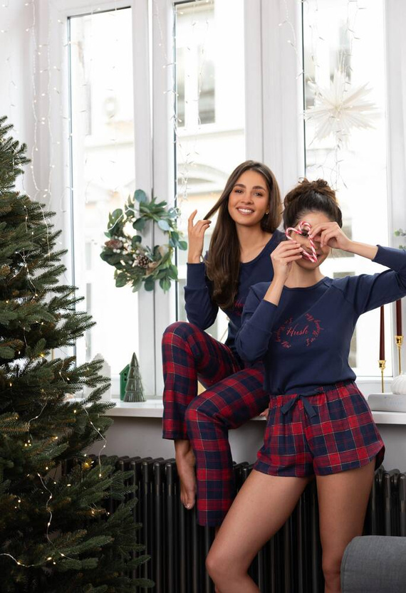 Clarissa Dámske pyžamo Sensis Flanel - tmavomodro-červené