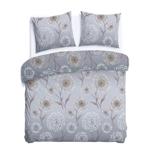 31513/2 Flanelové obliečky Darymex sivá púpava - sada, 100% bavlna, hrejivé a mäkké